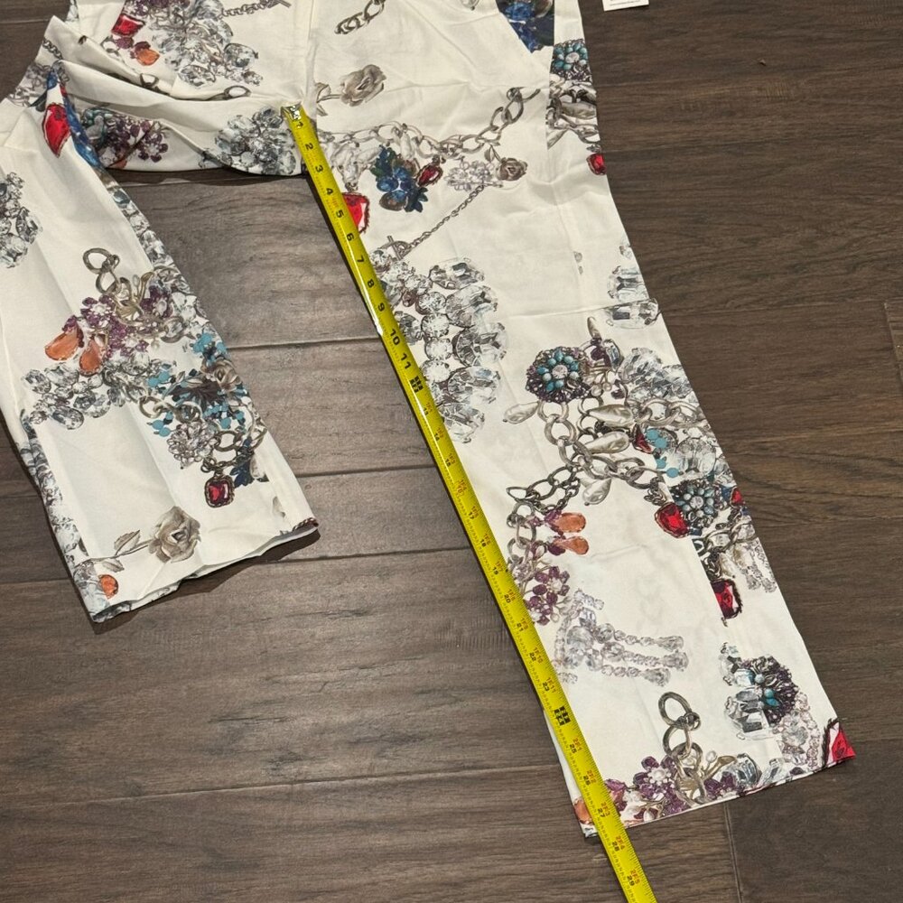 Camilla and Marc Marie Trouser White Jewel Print Pants Straight leg Cropped 6 - Picture 8 of 16